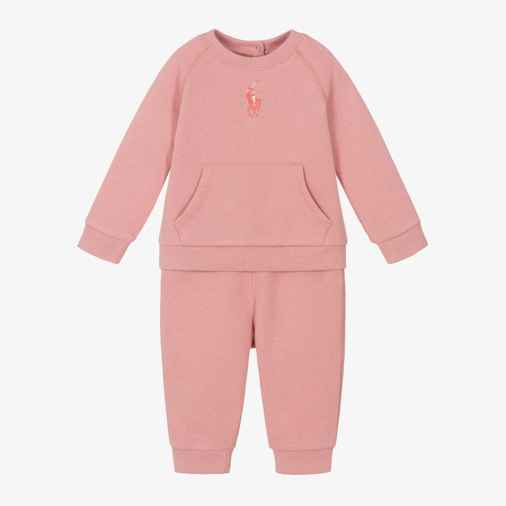 Ralph Lauren - Baby Girls Pink Tracksuit | Childrensalon