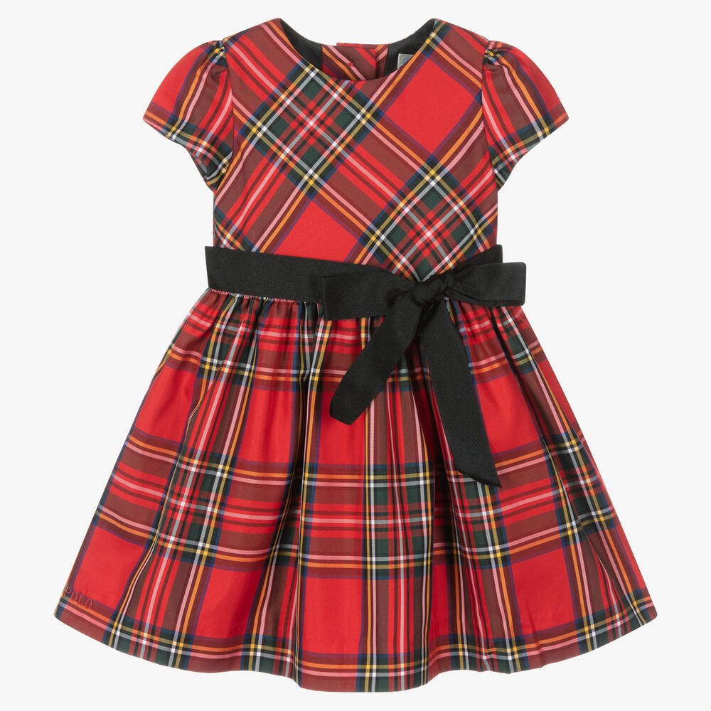 Ralph Lauren - Baby Girls Red Tartan Dress | Childrensalon