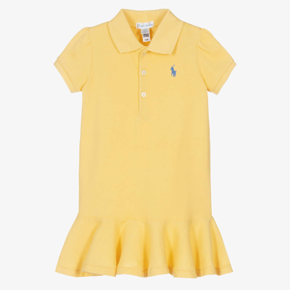 Ralph Lauren - Baby Girls Yellow Cotton Polo Dress | Childrensalon