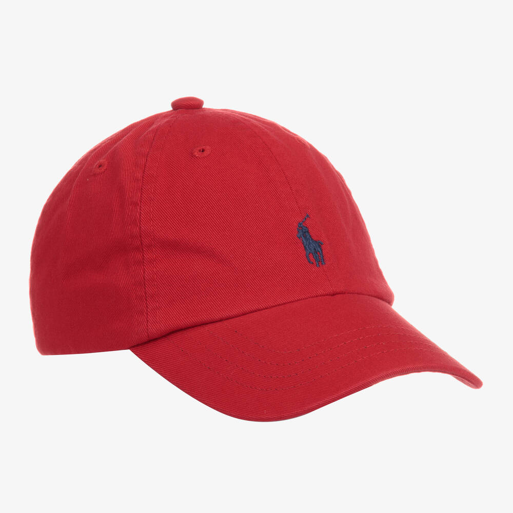 Ralph Lauren - Baby Red Cotton Embroidered Pony Cap | Childrensalon