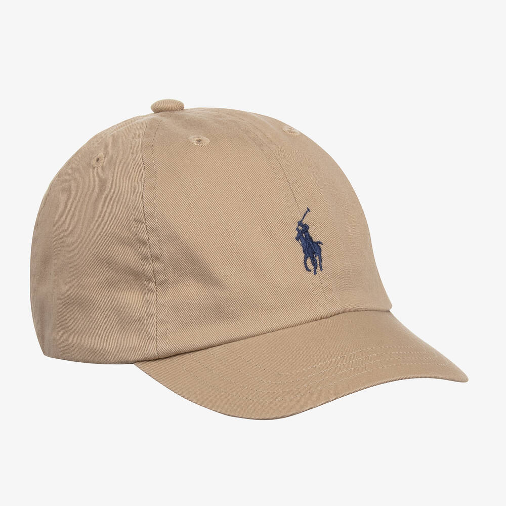 Ralph Lauren - Beige Cotton Pony Logo Cap | Childrensalon