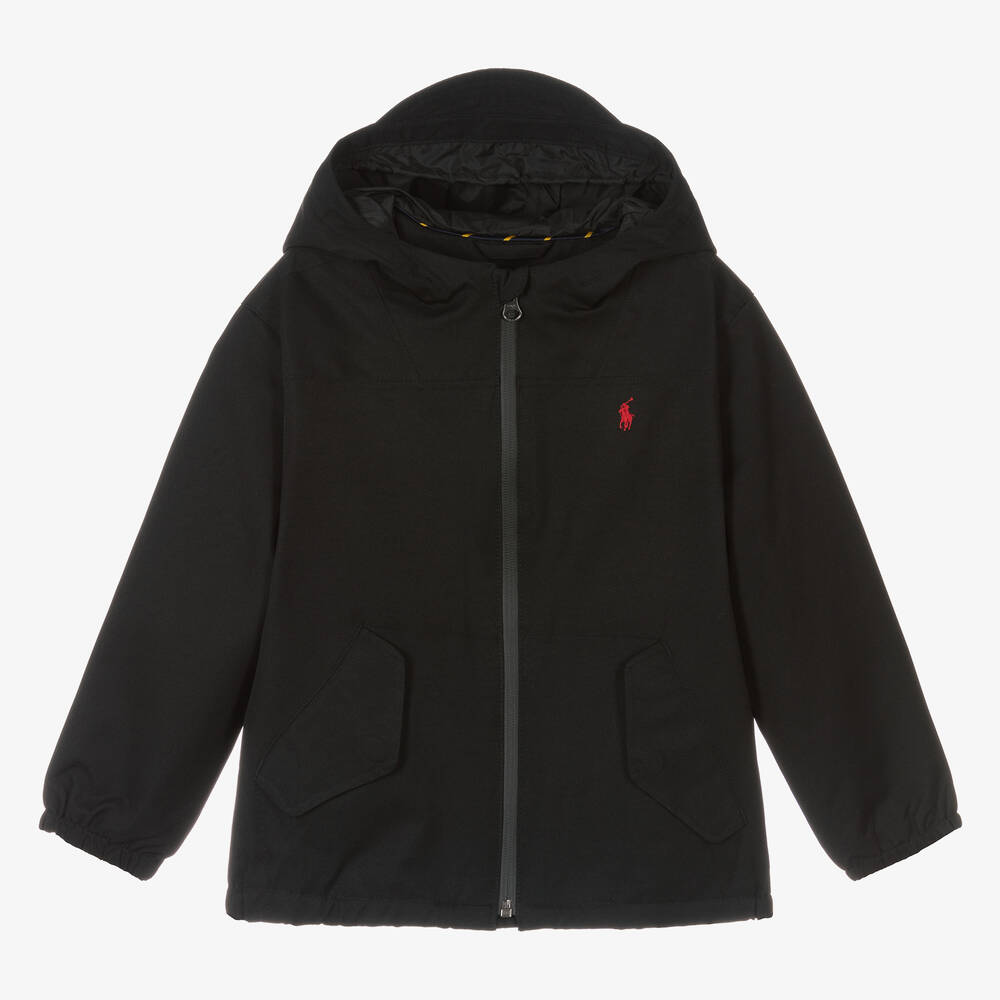Ralph Lauren - Black Hooded Jacket | Childrensalon