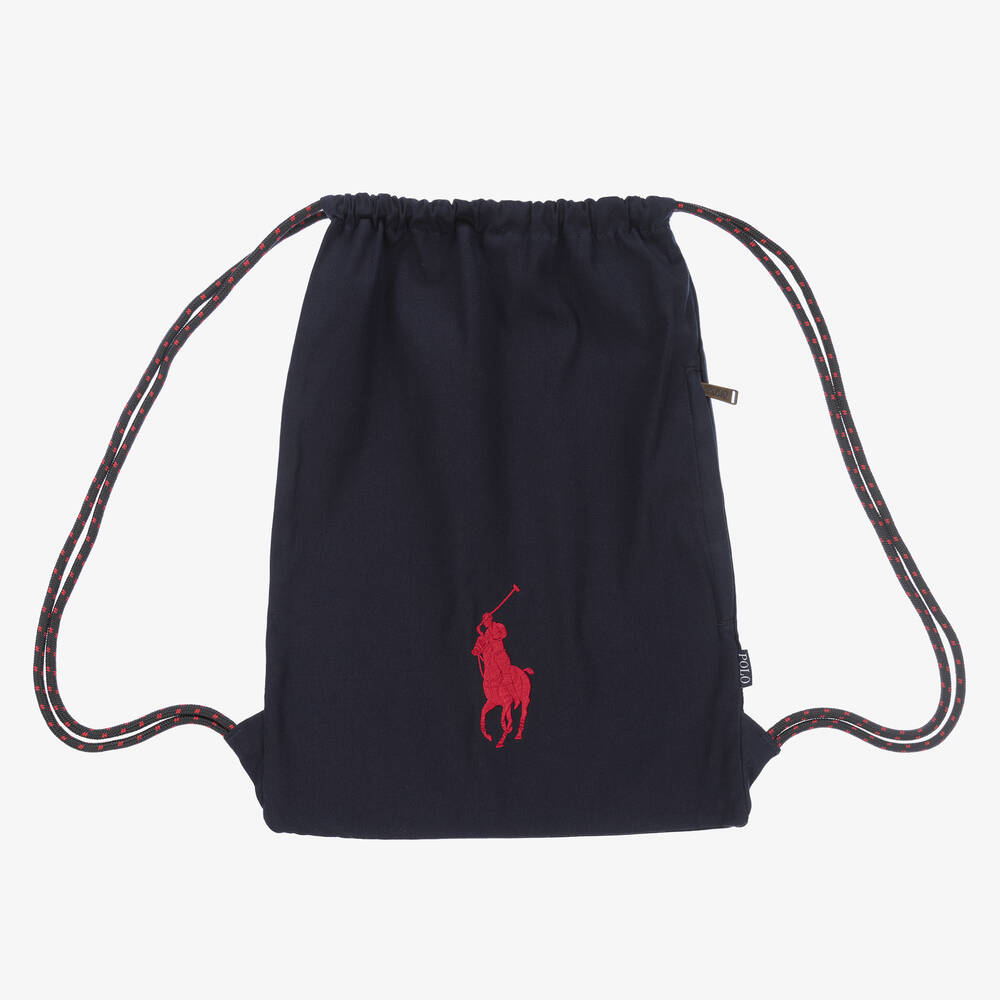 Ralph Lauren - Blue Drawstring Backpack (49cm) | Childrensalon