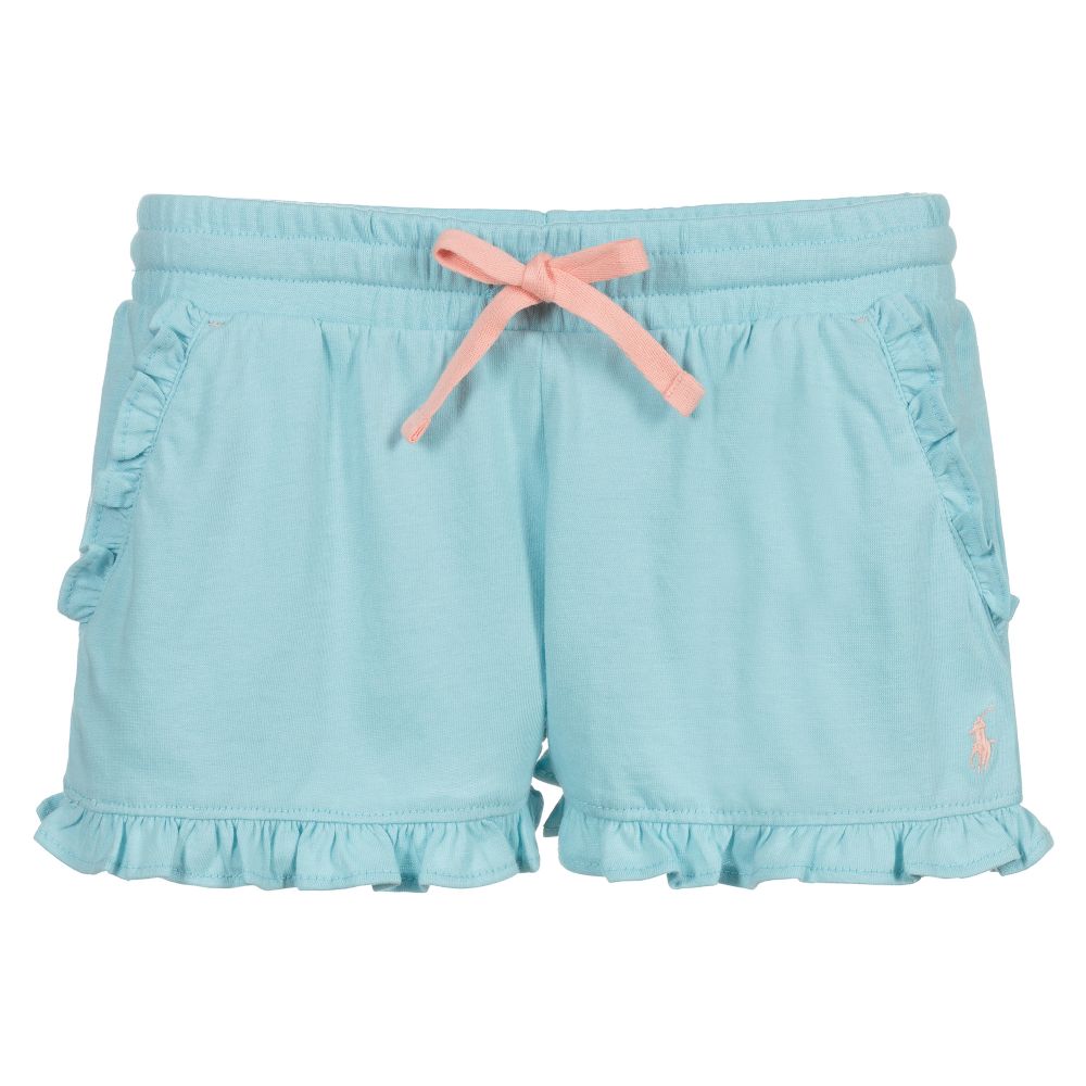Polo Ralph Lauren Babies' Girls Blue Ruffle Logo Shorts
