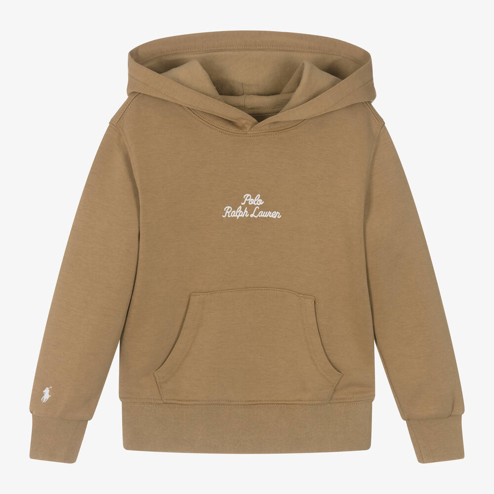 Ralph Lauren - Boys Beige Cotton Hoodie | Childrensalon