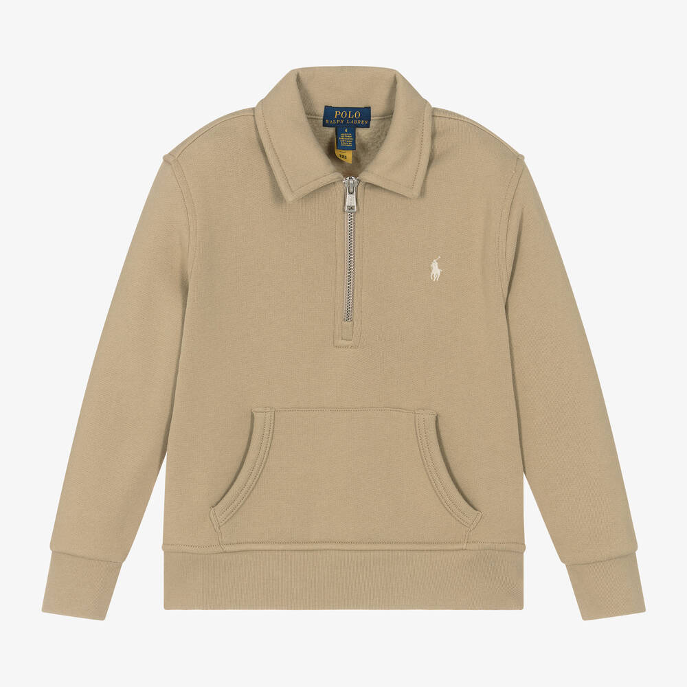 Ralph Lauren - Boys Beige Cotton Sweatshirt | Childrensalon