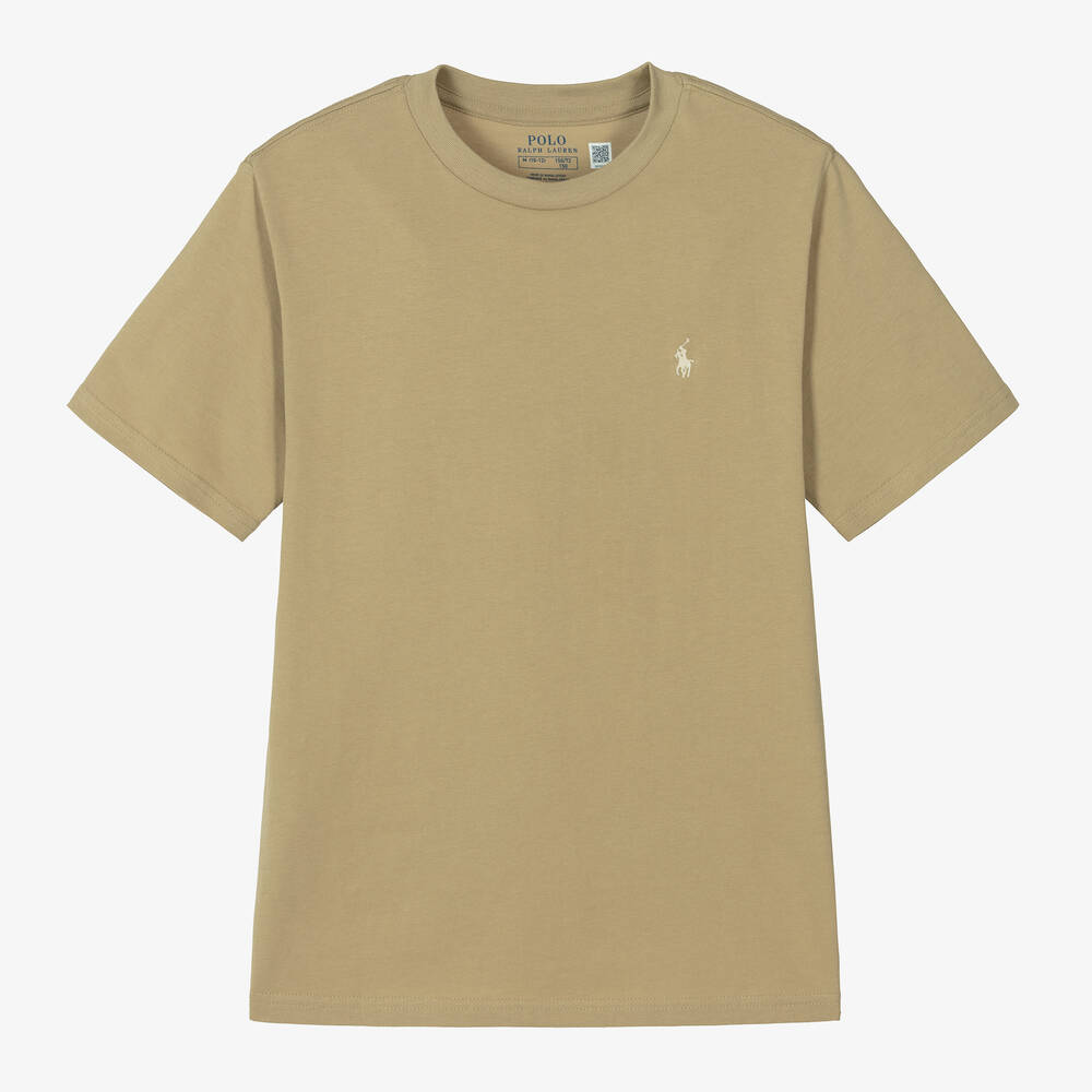 Ralph Lauren - Boys Beige Cotton T-Shirt | Childrensalon