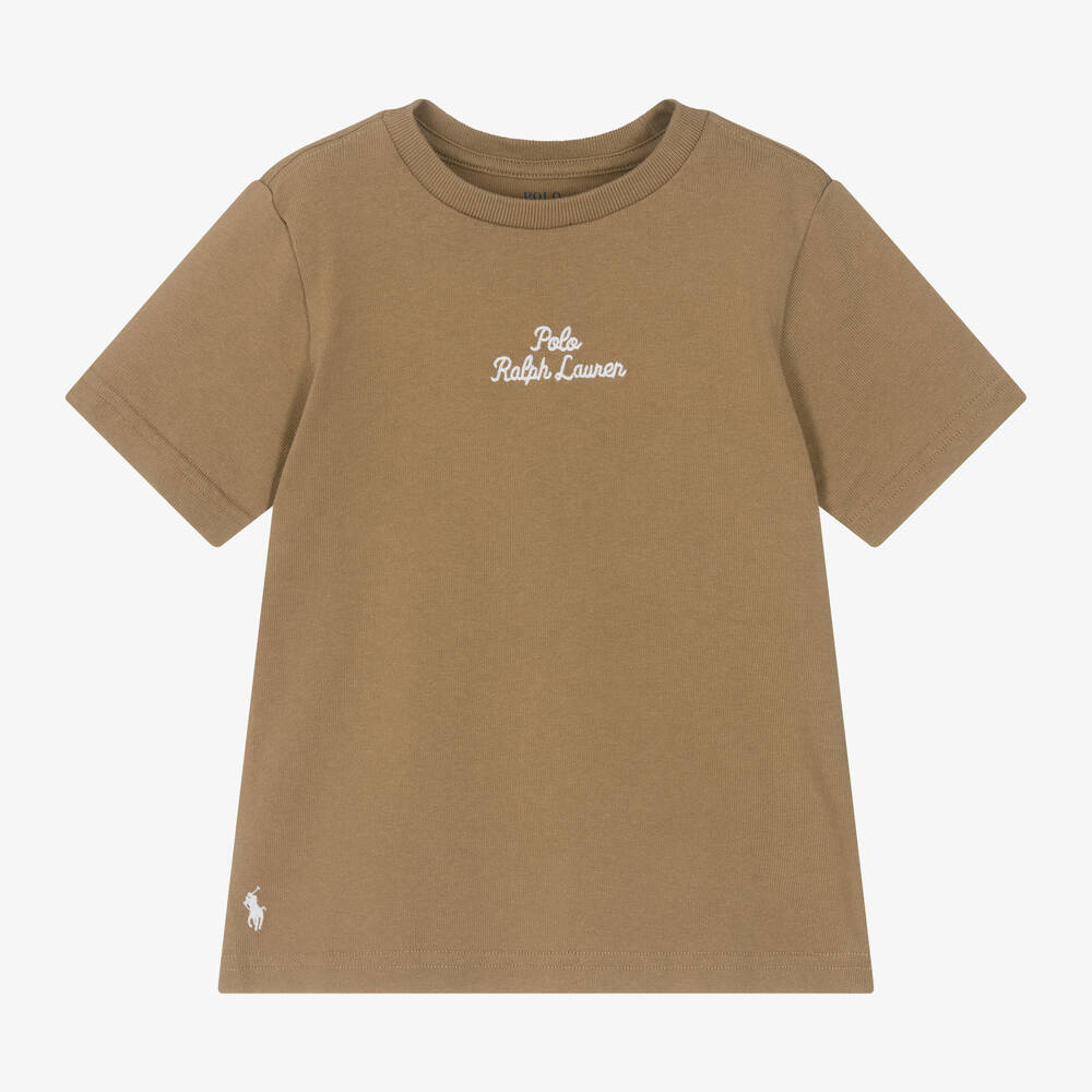 Ralph Lauren - Boys Beige Cotton T-Shirt | Childrensalon