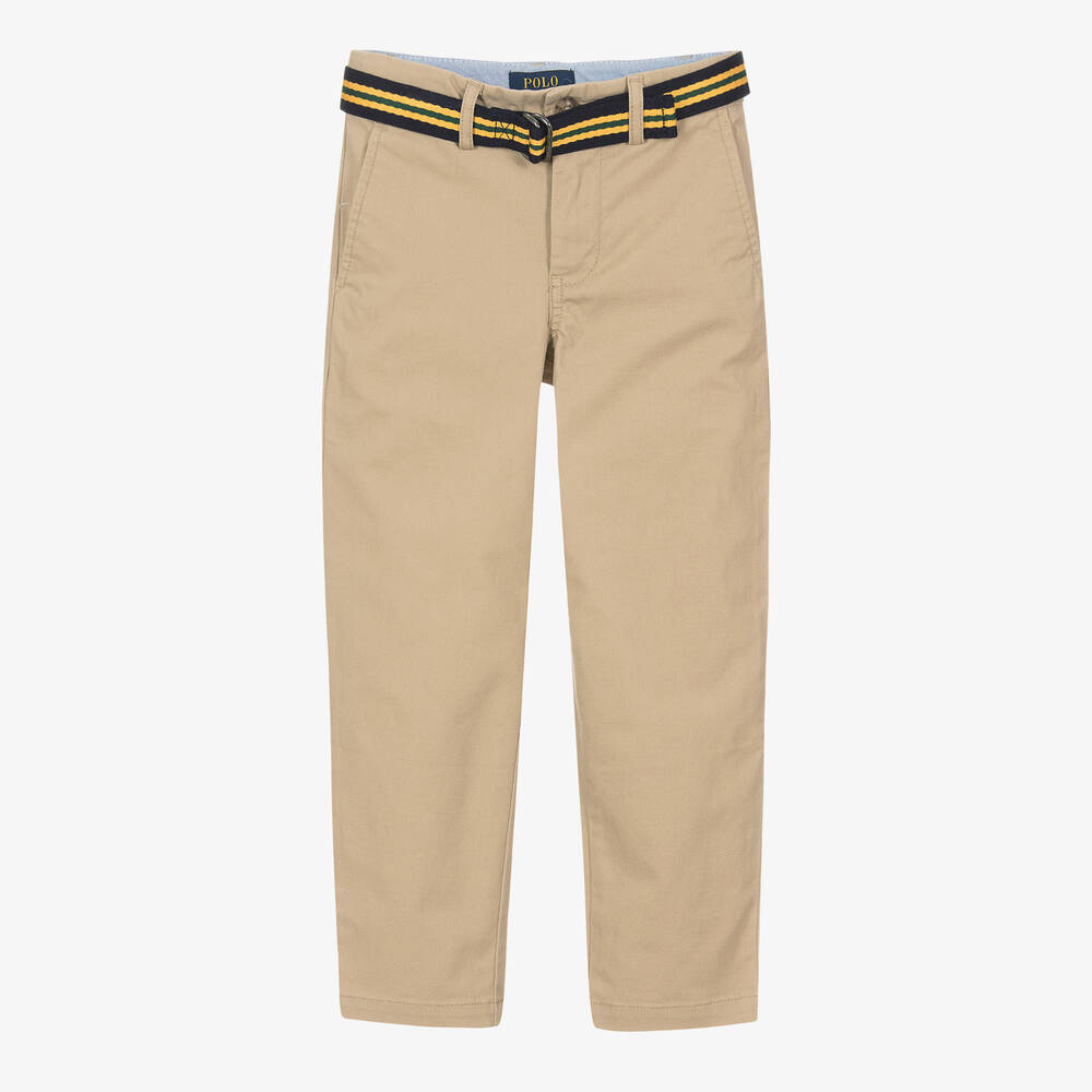 Ralph Lauren - Boys Beige Cotton Twill Chino Trousers | Childrensalon