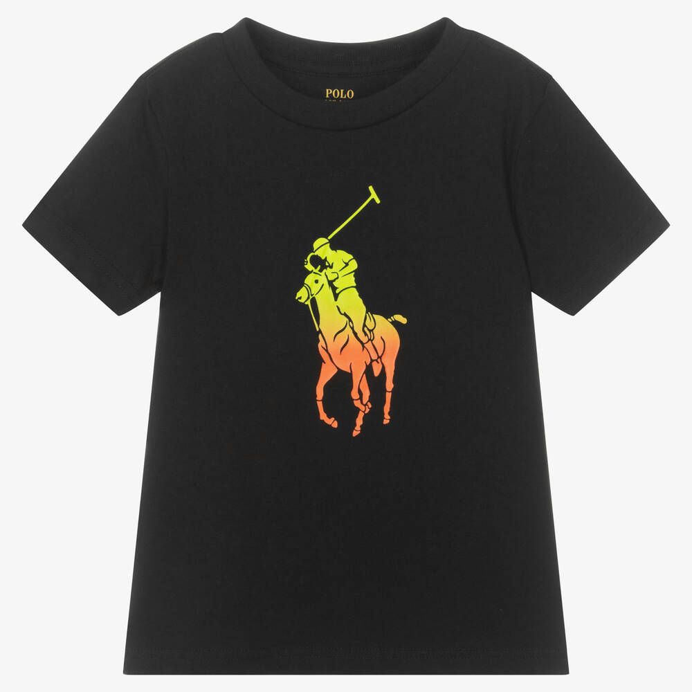 Polo Ralph Lauren - T-shirt noir coton Big Pony garçon | Childrensalon