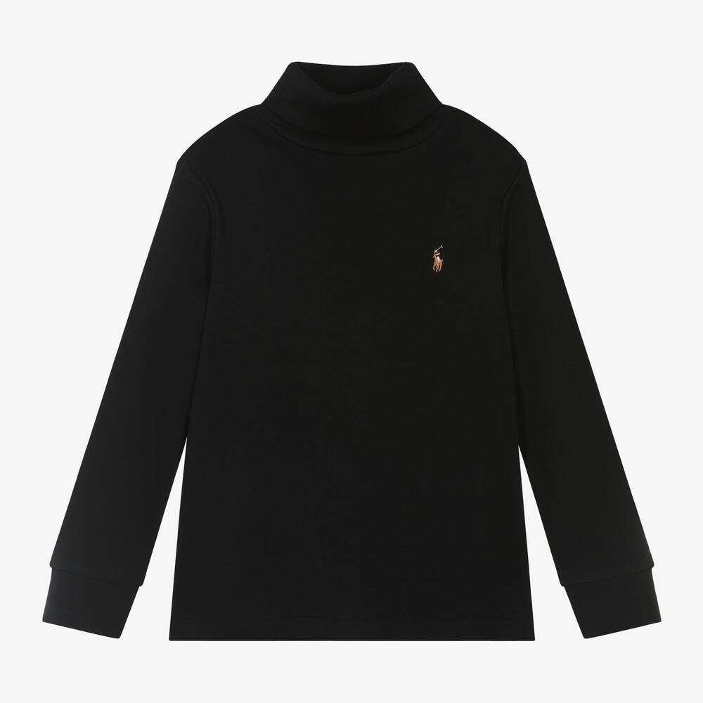 Ralph Lauren - Boys Black Roll Neck Top | Childrensalon