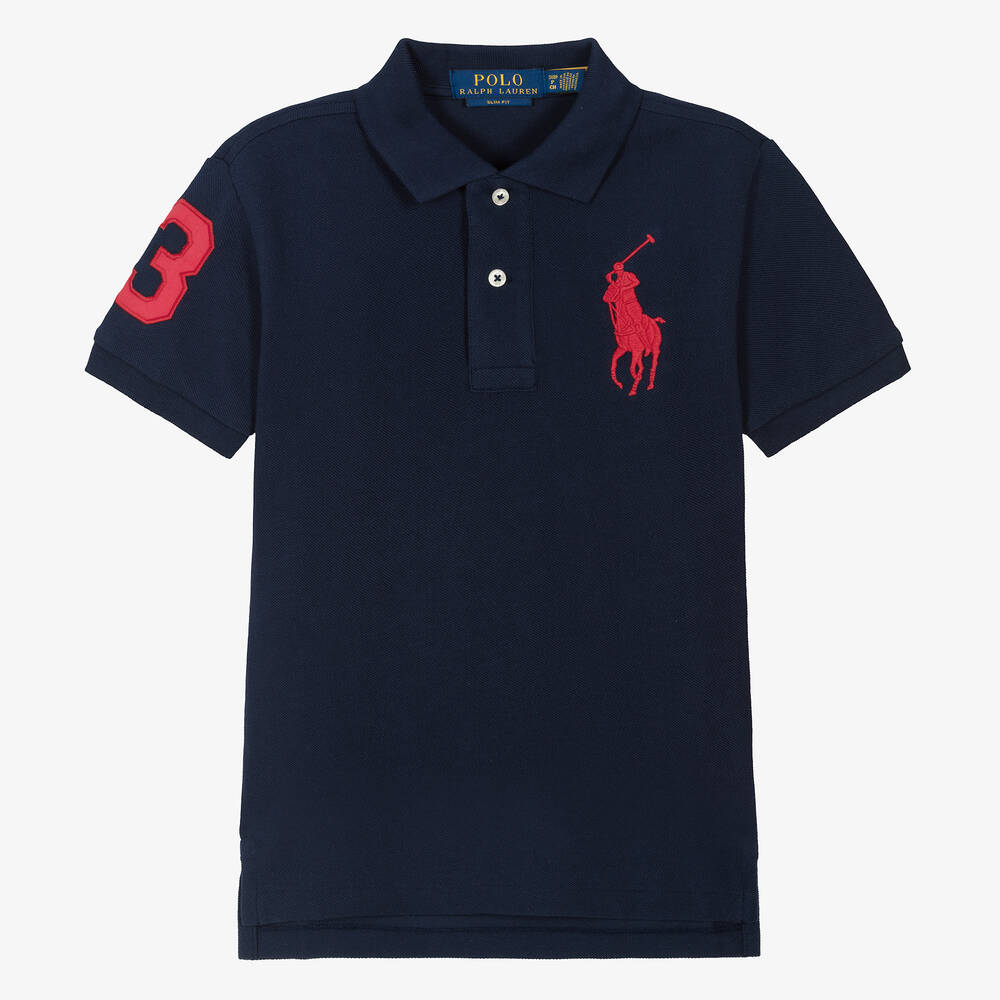 Ralph Lauren - Boys Blue Big Pony Cotton Polo Shirt | Childrensalon