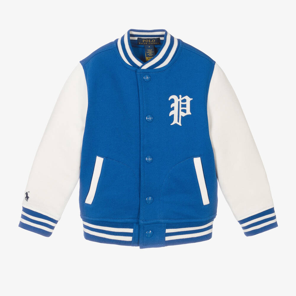 Ralph Lauren - Boys Blue Cotton Baseball Jacket | Childrensalon