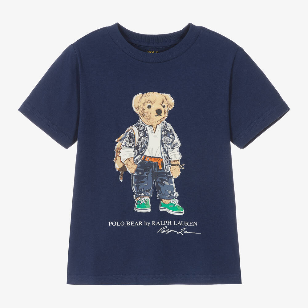 Ralph Lauren - T-shirt bleu en coton garçon | Childrensalon