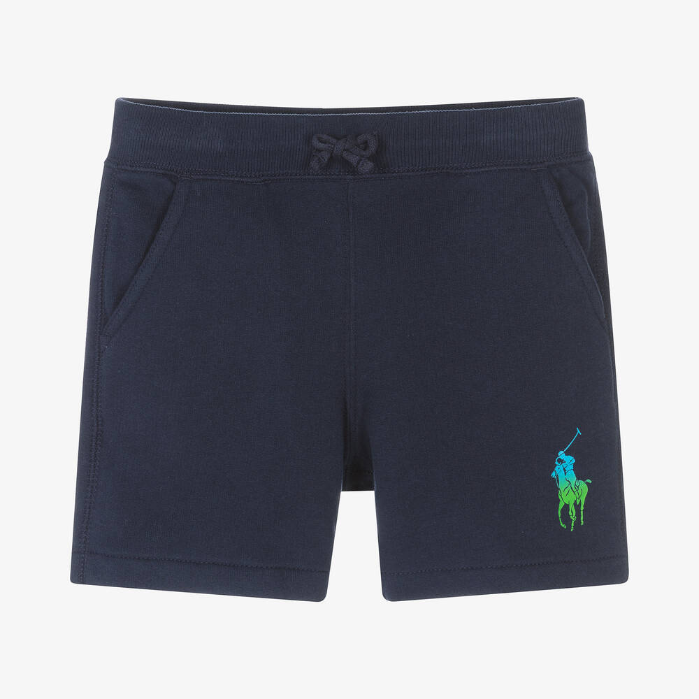 Polo Ralph Lauren - Boys Blue Cotton Big Pony Logo Shorts | Childrensalon