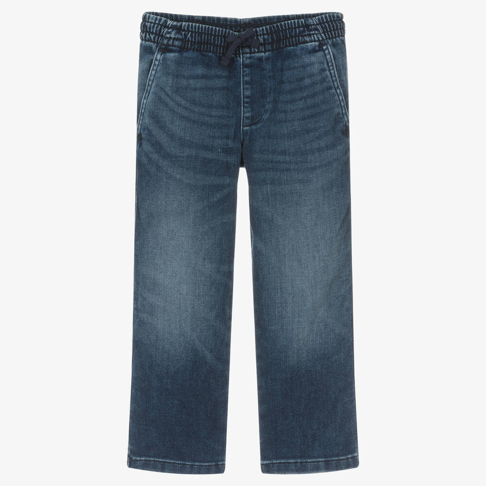 Ralph Lauren - Boys Blue Cotton Denim Drawstring Jeans | Childrensalon