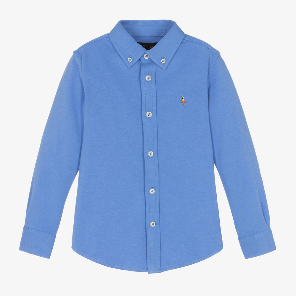 Ralph Lauren - Boys Blue Cotton Jersey Shirt | Childrensalon