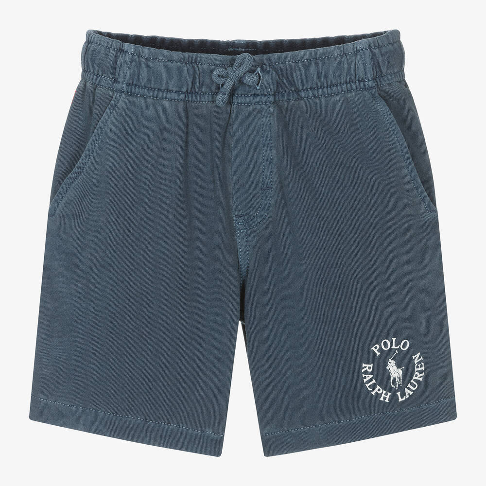 Ralph Lauren - Boys Blue Cotton Jersey Shorts | Childrensalon