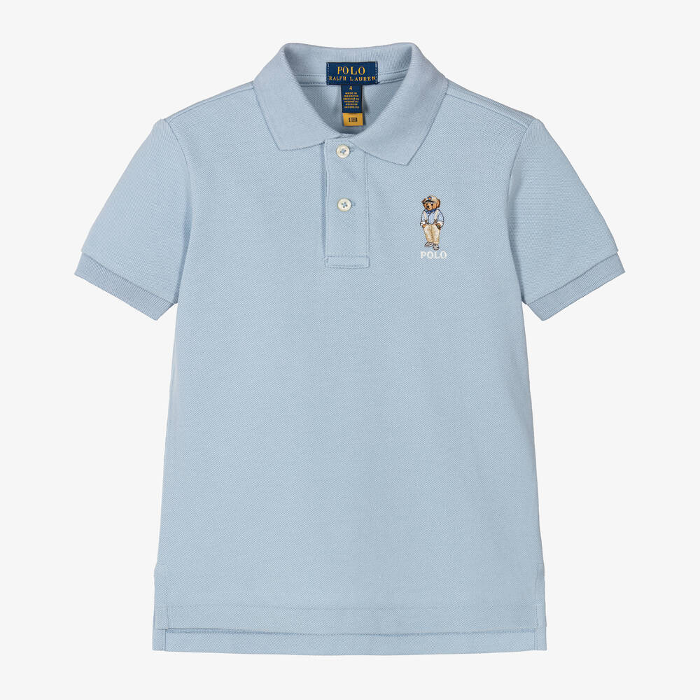 Ralph Lauren - Boys Blue Cotton Polo Shirt | Childrensalon