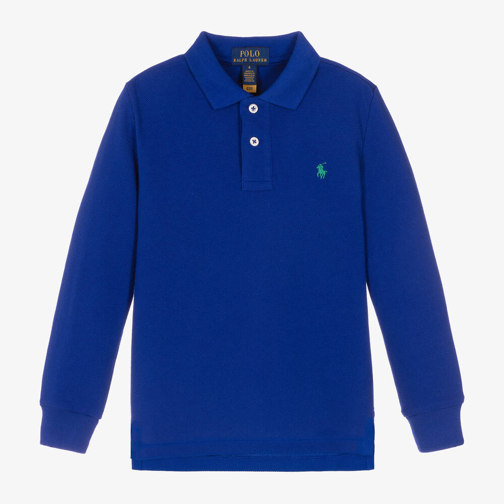 Ralph Lauren - Boys Blue Cotton Polo Shirt | Childrensalon