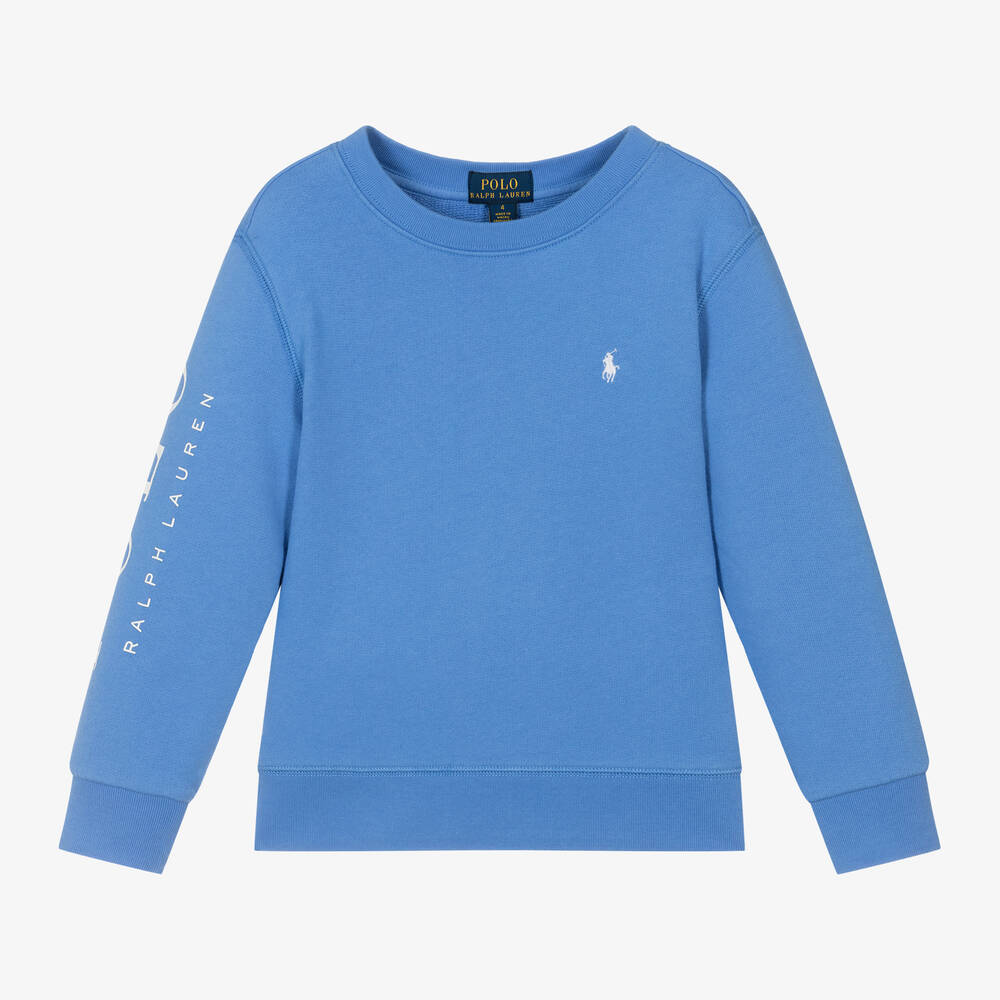 Ralph Lauren - Boys Blue Cotton Polo Sweatshirt | Childrensalon