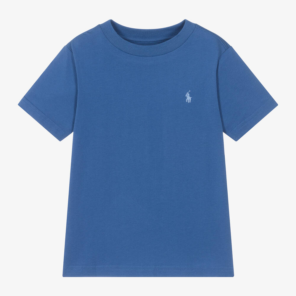 Ralph Lauren - Синяя хлопковая футболка для мальчиков | Childrensalon