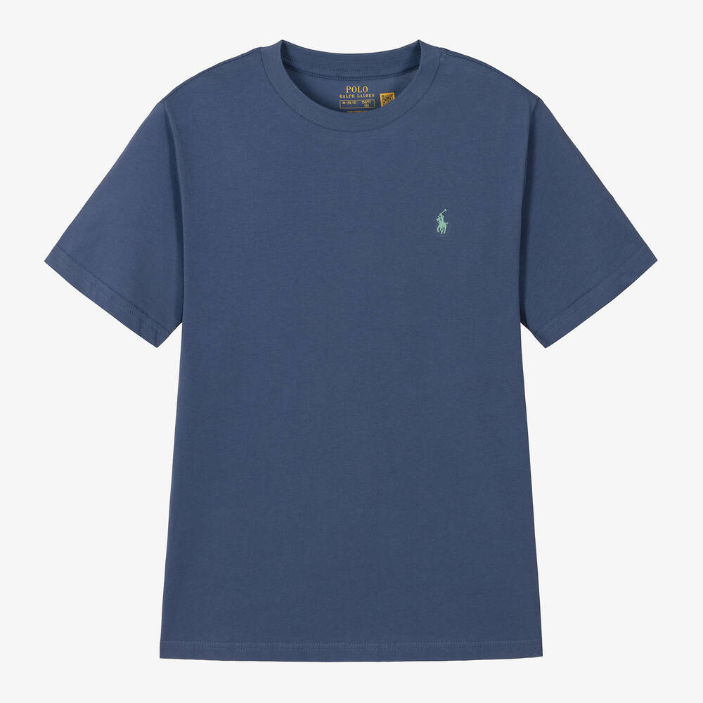 Ralph Lauren - Boys Blue Cotton T-Shirt | Childrensalon