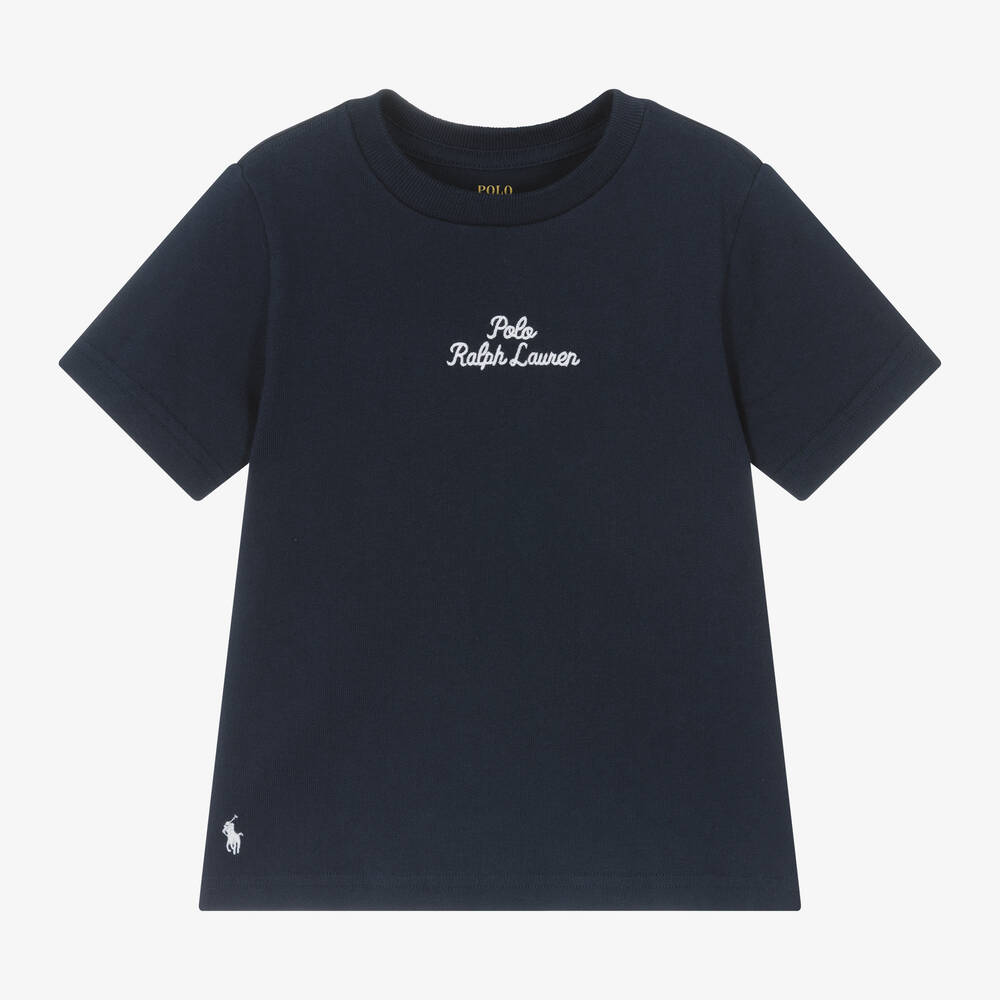 Ralph Lauren - Boys Blue Cotton T-Shirt | Childrensalon