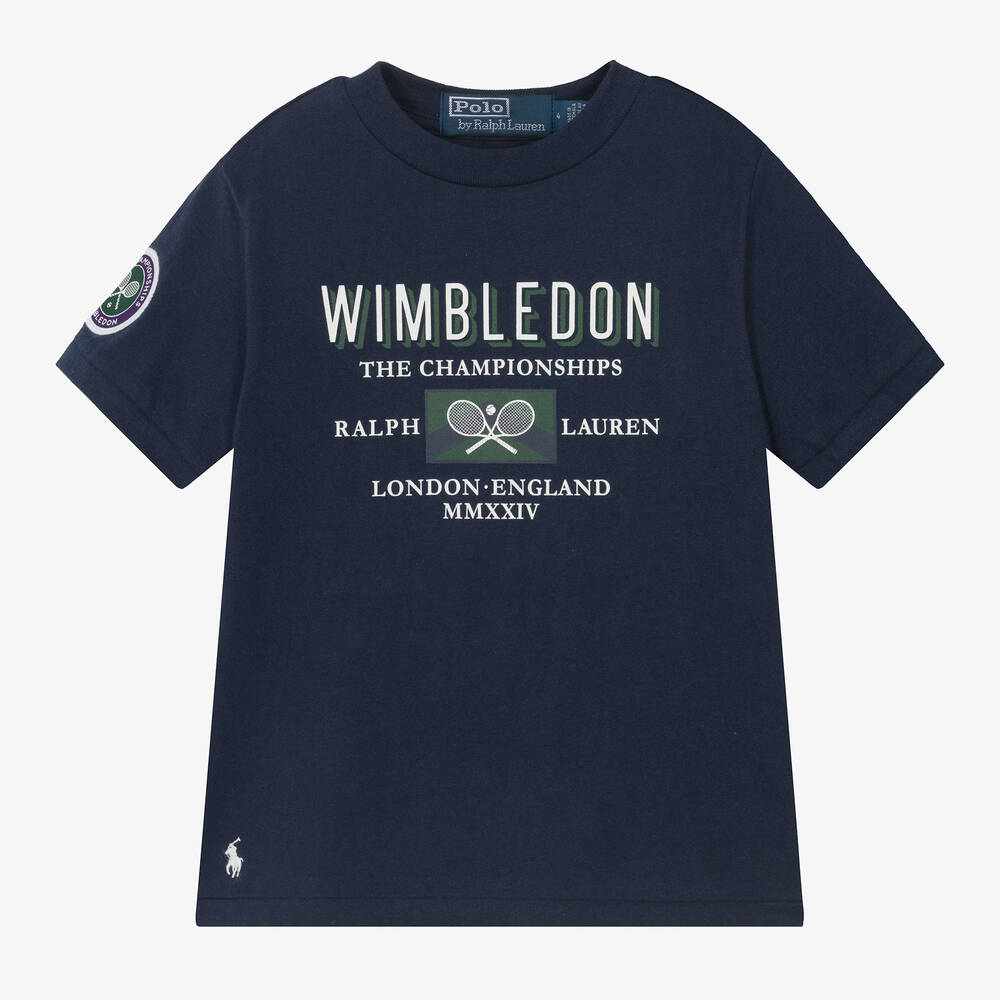 Ralph Lauren - Синяя хлопковая футболка Wimbledon для мальчиков | Childrensalon