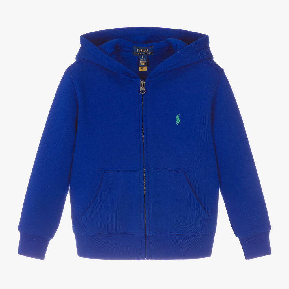 Ralph Lauren - Boys Blue Cotton Zip-Up Top | Childrensalon