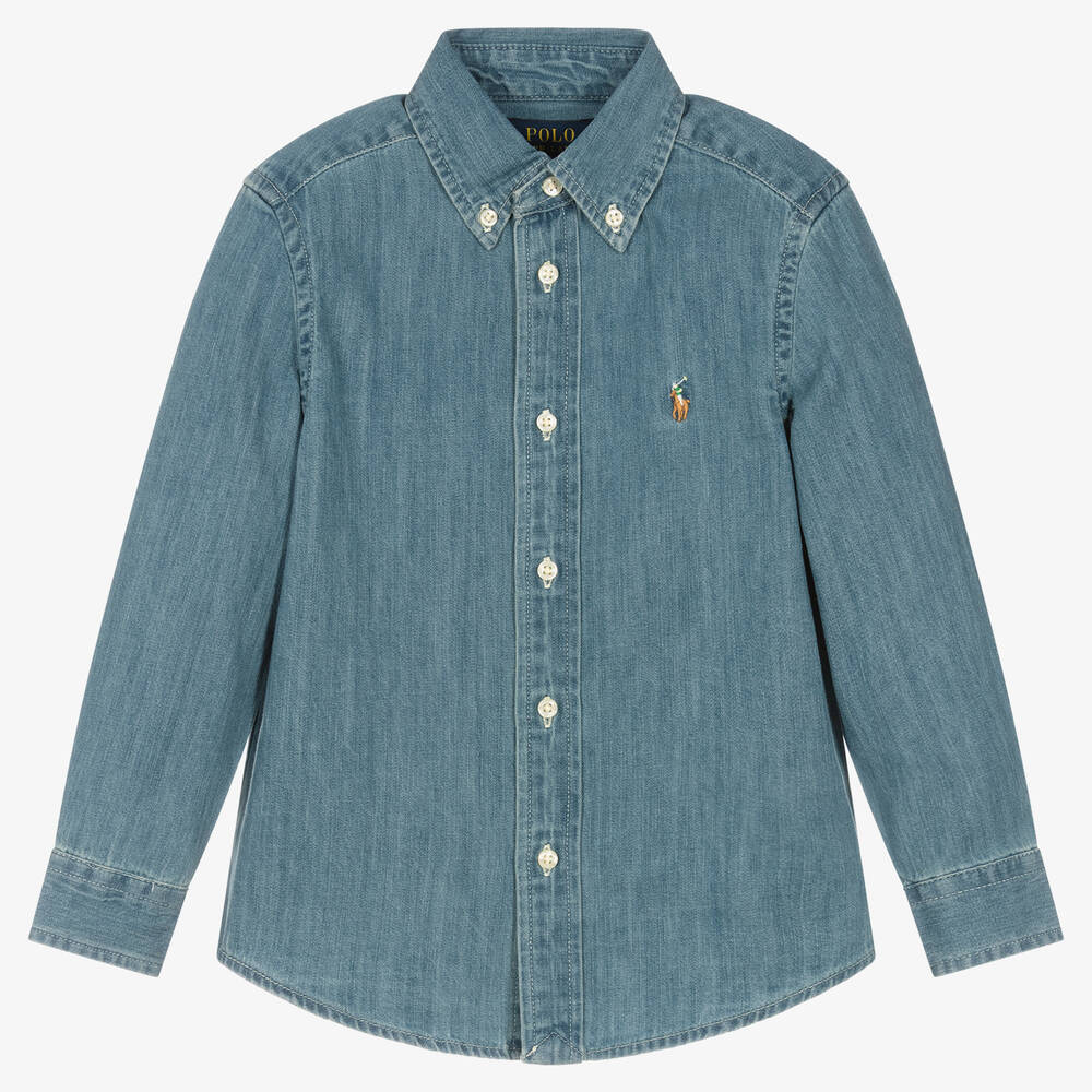 Ralph Lauren - Boys Blue Denim Shirt | Childrensalon