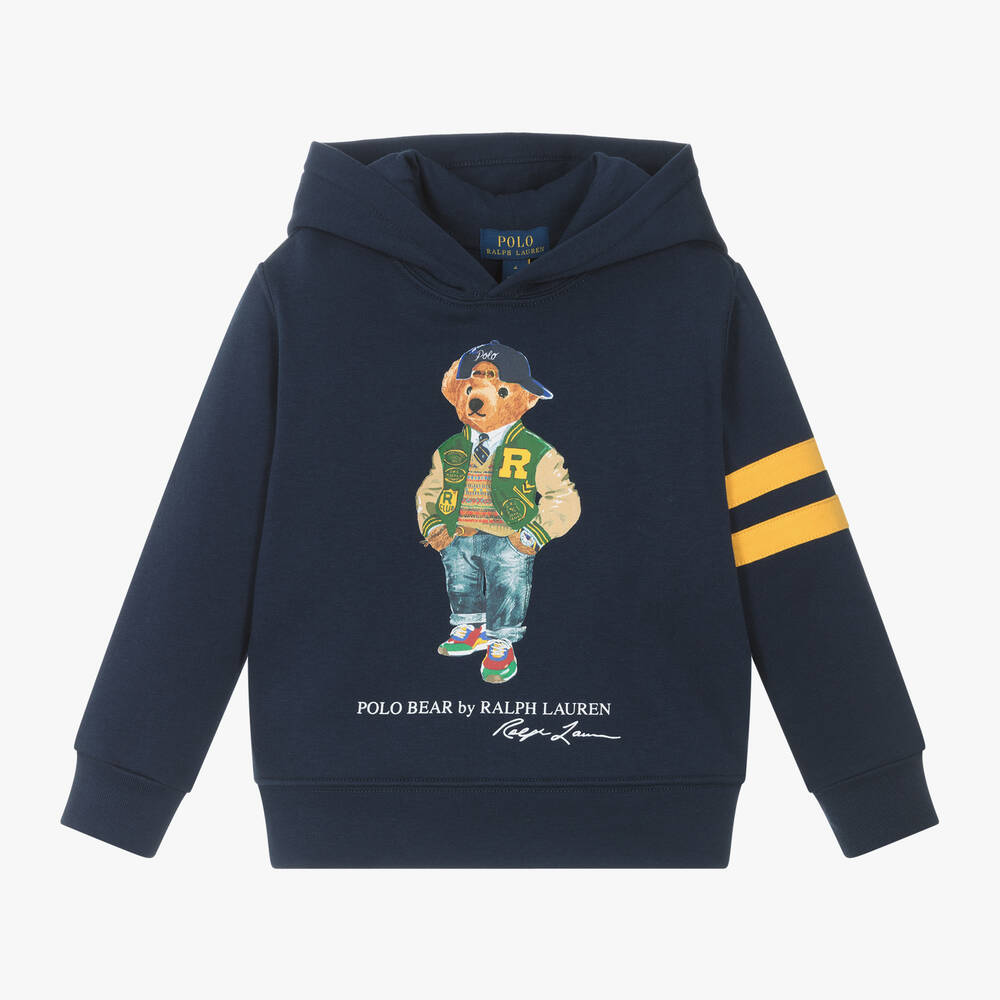 Ralph Lauren - Boys Blue Polo Bear Hoodie | Childrensalon