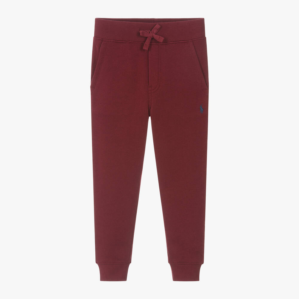 Ralph Lauren - Boys Burgundy Red Cotton Joggers | Childrensalon