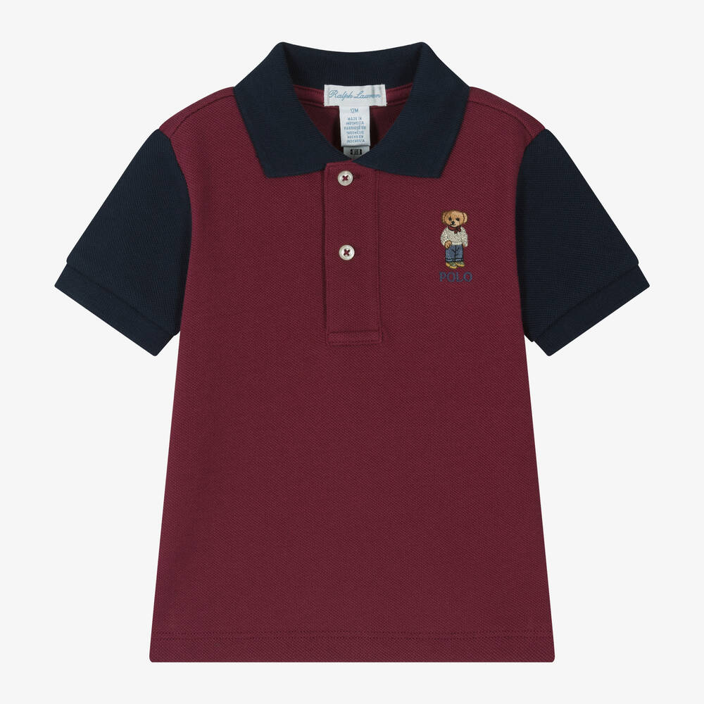 Ralph Lauren - Boys Burgundy Red Cotton Polo Shirt | Childrensalon