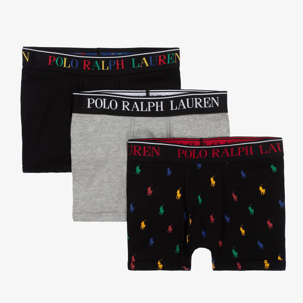 Polo Ralph Lauren Three-Pack Black Boxer Briefs Polo Ralph Lauren