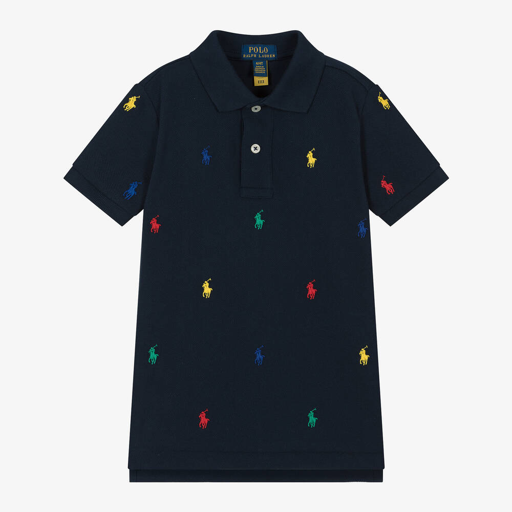 Ralph Lauren - Синяя рубашка поло для мальчиков | Childrensalon