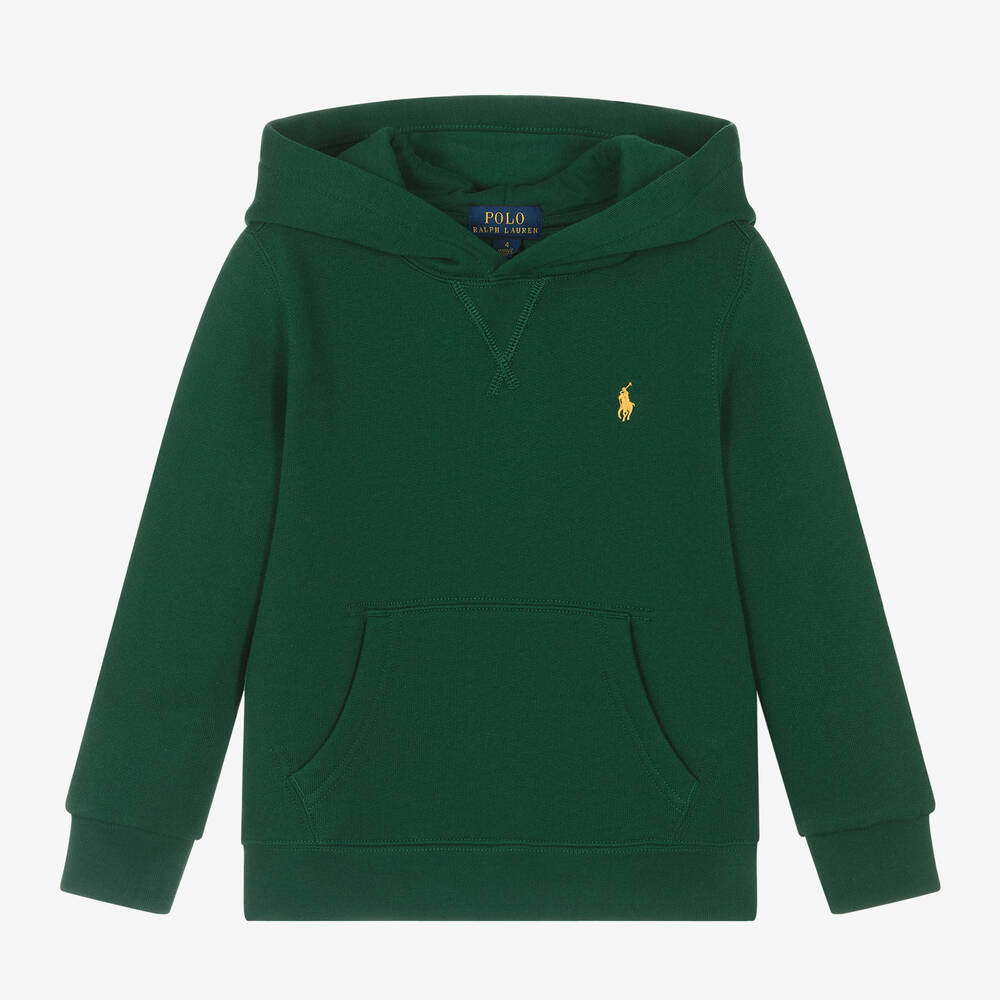 Ralph Lauren - Boys Green Cotton Hoodie | Childrensalon