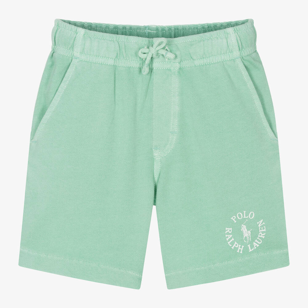 Ralph Lauren - Boys Green Cotton Jersey Shorts | Childrensalon
