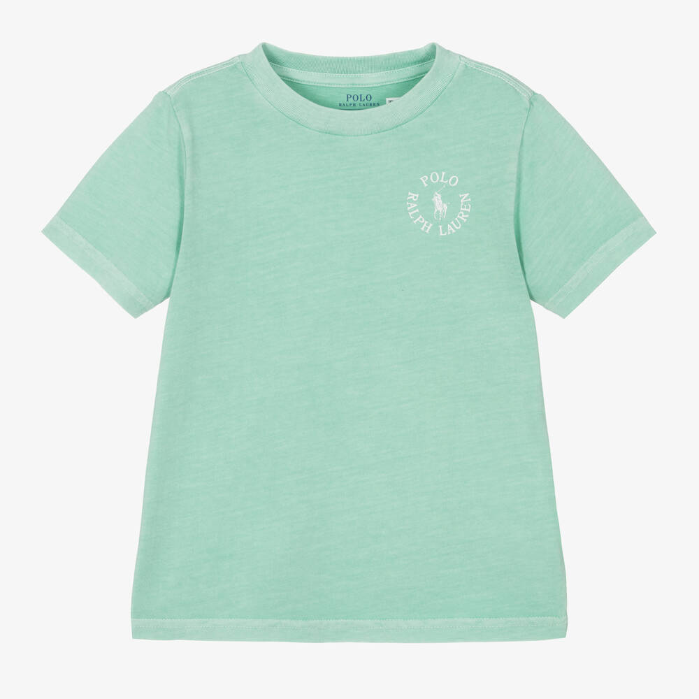 Ralph Lauren - Boys Green Cotton Jersey T-Shirt | Childrensalon