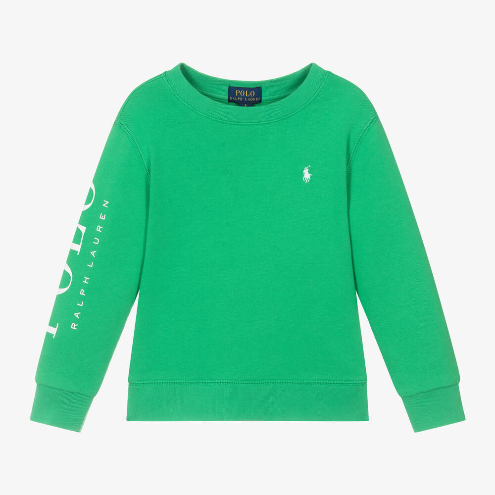 Ralph Lauren - Boys Green Cotton Polo Sweatshirt | Childrensalon