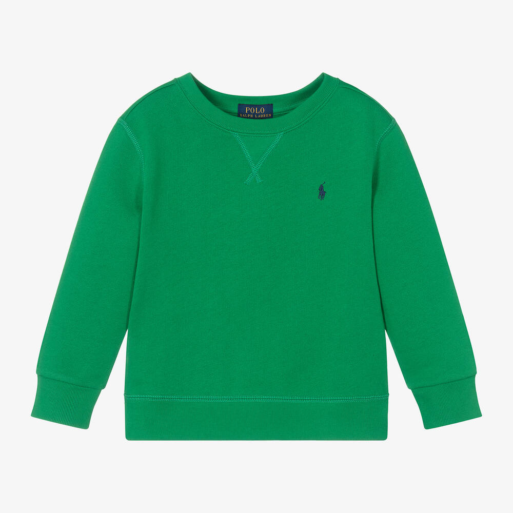 Ralph Lauren - Sweat-shirt vert en coton garçon | Childrensalon