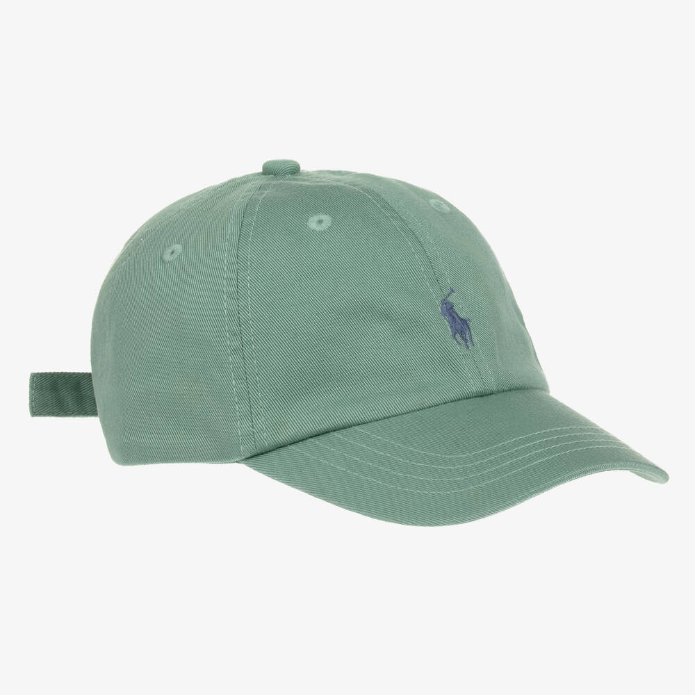 Ralph Lauren - Boys Green Cotton Twill Pony Logo Cap | Childrensalon