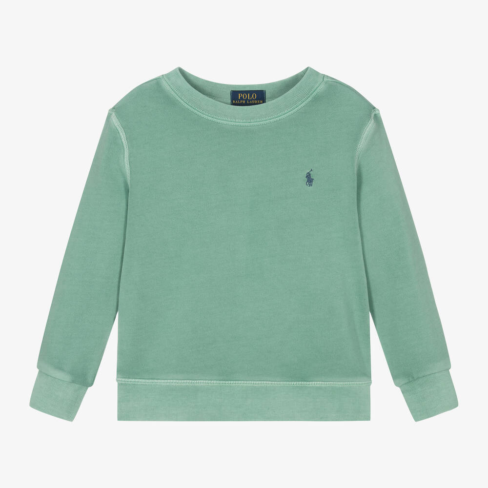 Ralph Lauren Kids' Boys Green Cotton Washed Sweatshirt