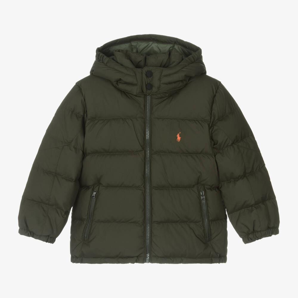 Ralph Lauren - Boys Green Down Padded Puffer Jacket | Childrensalon