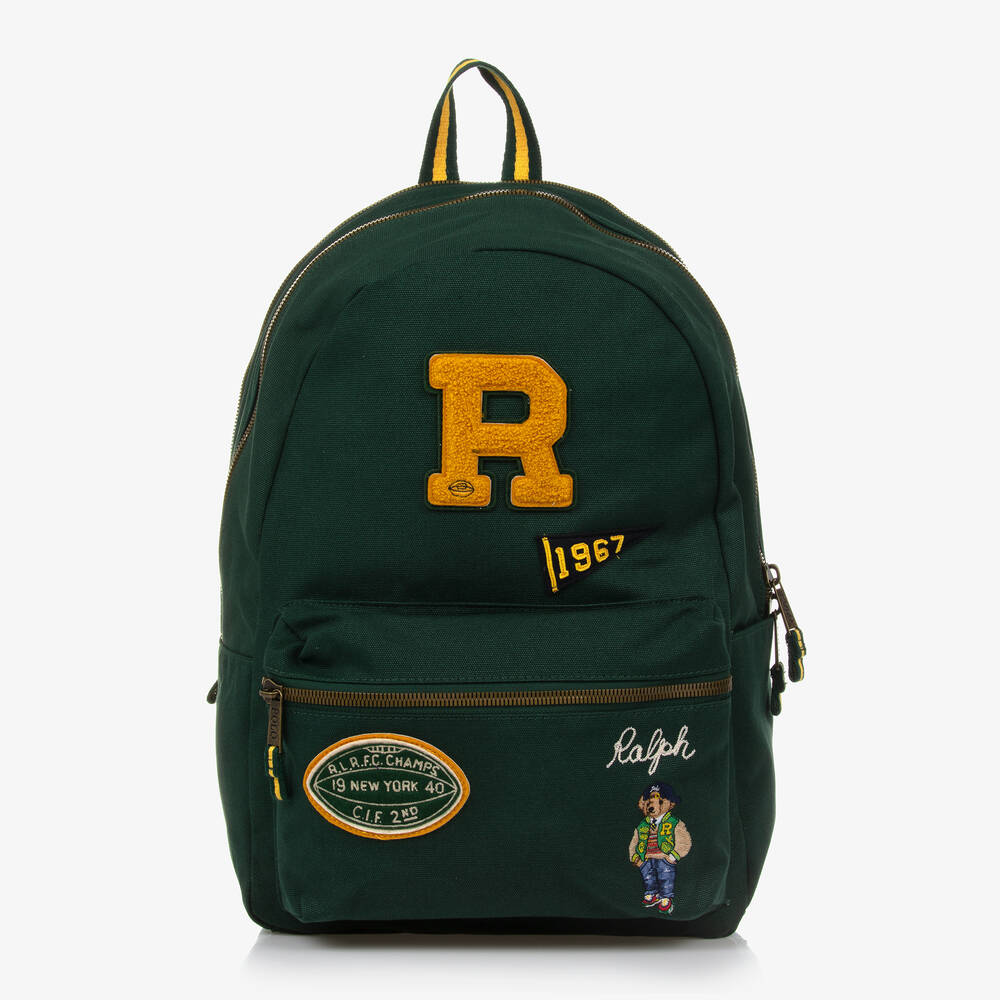 Ralph Lauren - Boys Green Polo Bear Backpack (44cm) | Childrensalon