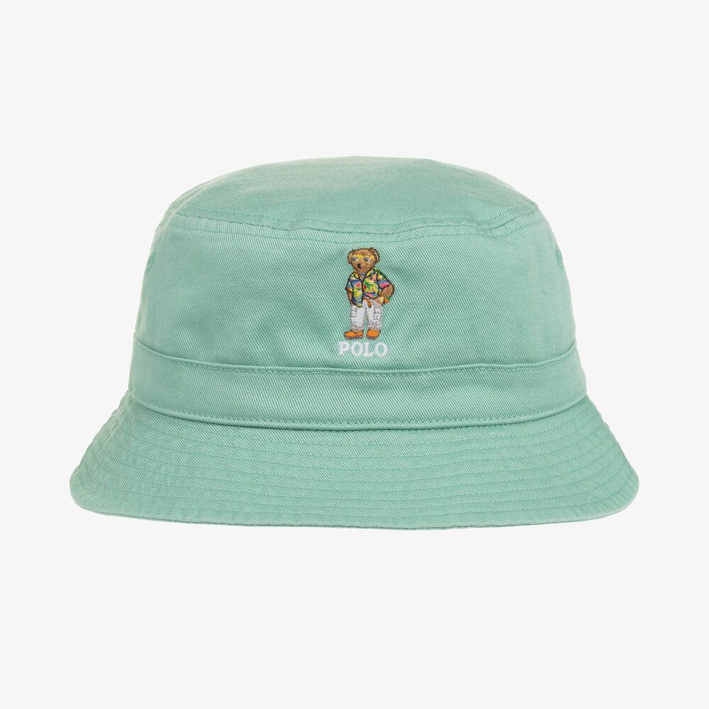 Ralph Lauren - Boys Green Polo Bear Bucket Hat | Childrensalon