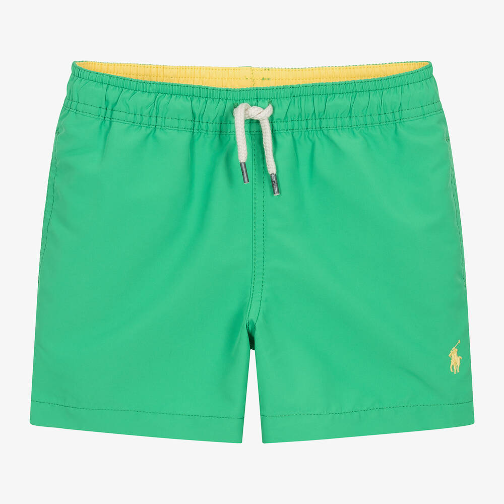 Ralph Lauren - Boys Green Pony Swim Shorts | Childrensalon
