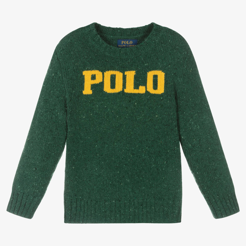 Polo Ralph Lauren - Pull vert en laine Garçon | Childrensalon