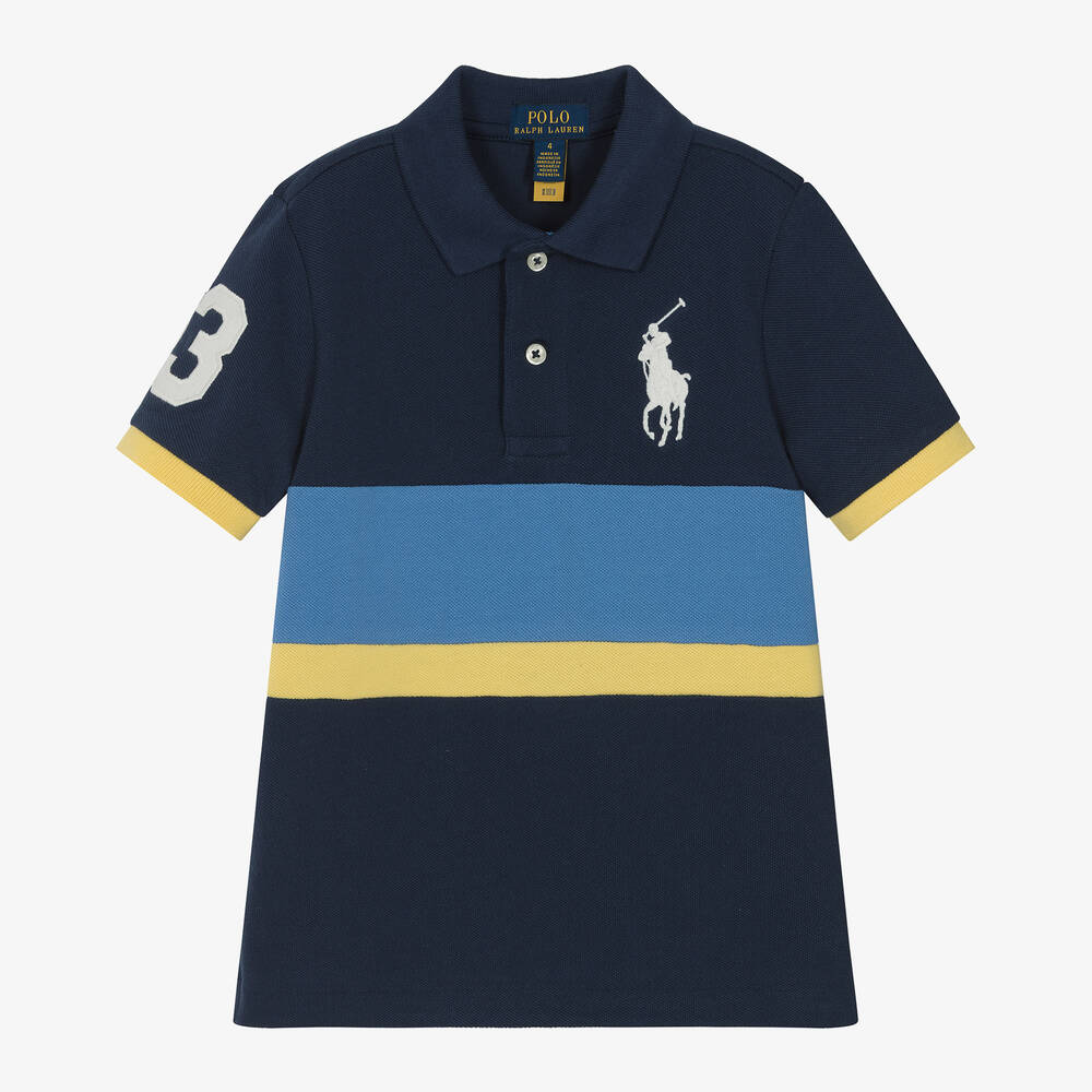 Ralph Lauren - Boys Navy Blue Cotton Polo Shirt | Childrensalon