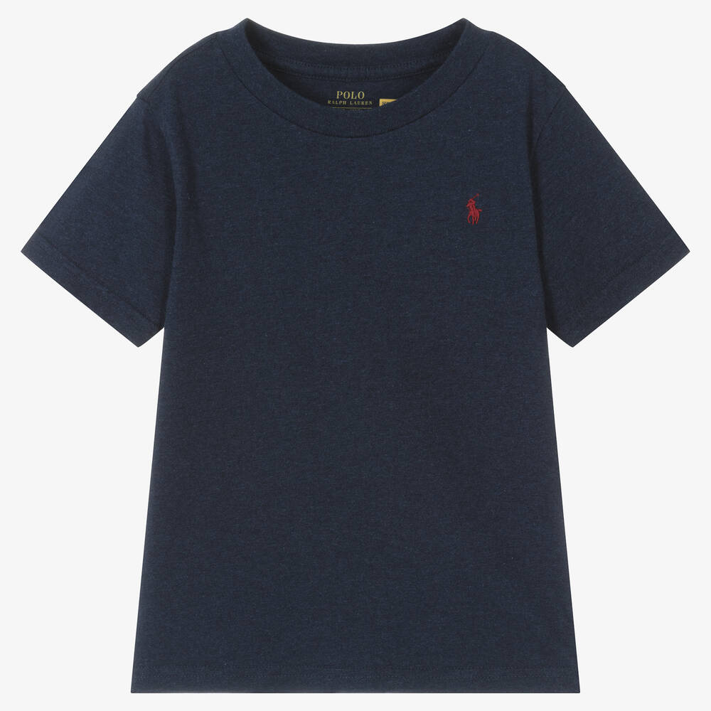 Ralph Lauren Kids' Boys Navy Blue Cotton T-shirt